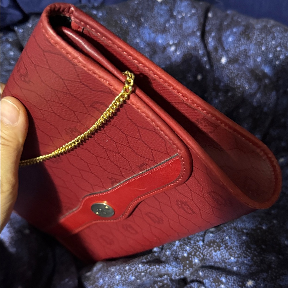 Dior Red Clutch with Gold Chain - Picture 3 of 16